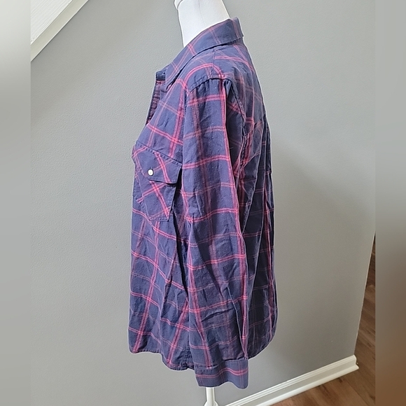 UNTUCKit For Her Womens Size 14 Top Hayden Plaid Collared Button Down Blue Pink - Picture 2 of 5